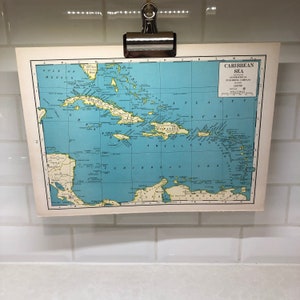1942 Vintage Karte von Karibischem Meer + Venezuela + Ecuador + Peru