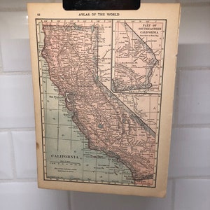 Carte vintage 1914 de la Californie et de l’Arizona