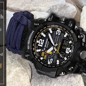 Navy Blue Black Gray Brown Adjustable Paracord Survival Watch Bands for Casio G-Shock Mudmaster GWG-1000 Series, GWG-100 and GG-1000