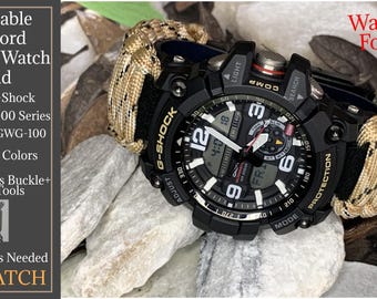 Casio G-Shock Mudmaster GG-1000 Series Adjustable Paracord Survival Watch Band Black Army Green Camouflage - Contact for more colors