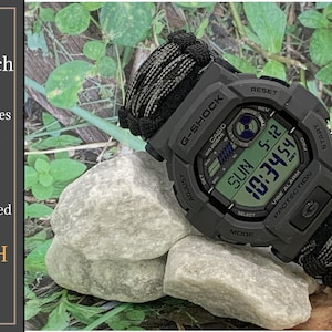 Casio G-Shock GD-350 Series Adjustable Paracord Survival Watch Band Black Army Green Desert Camouflage Red Curved Buckle