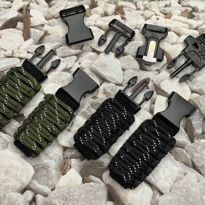 20 to 22 mm Lug Width Paracord Survival Watch Bands Reflective Black Army Green