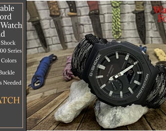 Casio G-Shock GA-2100 Series Adjustable Paracord Survival Watch Band Black Army Green Navy Red - Contact for other colors