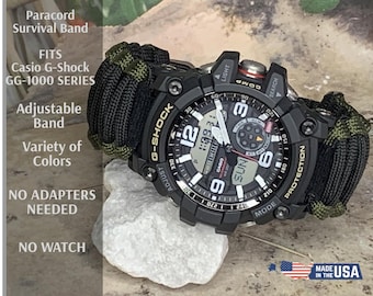 Casio G-Shock Mudmaster GG-1000 Paracord Survival Replacement Watch Band Two Tone Colors Also Fits GWG-1000 and GWG-100