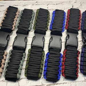 20 22 mm Tan Green Gray Electric Blue Crimson Red Adjustable Paracord Survival Watch Band Fits 40 mnm to 45 mm Watch Cases