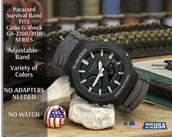 Casio G-Shock GA-2100/2110 Series Paracord Watch Band: Adjustable Survival Strap, Handmade USA