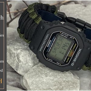 Handmade Adjustable Paracord Survival Watch Bands for Casio G-Shock DW-5600 Series Black Green Navy Gray - Contact for other colors