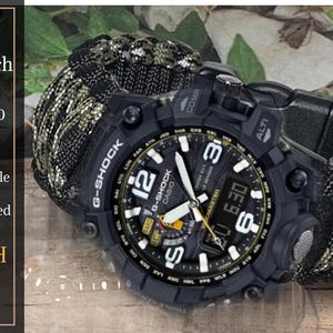 Mudmaster Paracord Survival Watch Band: Fire Starter Buckle, USA Made
