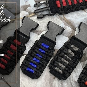 20 mm 22 mm Black Army Green Electric Blue Adjustable Survival Paracord Watch Band Best for 40 mm to 45 mm Diameter Case Watches