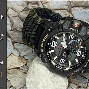 Handmade Black Green Gray Navy Desert Camo Adjustable Survival Paracord Watch Band Casio G-Shock GG-1000 Series GWG-1000 GWG-100