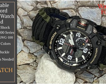 Handmade Black Green Gray Navy Desert Camo Adjustable Survival Paracord Watch Band Casio G-Shock GG-1000 Series GWG-1000 GWG-100