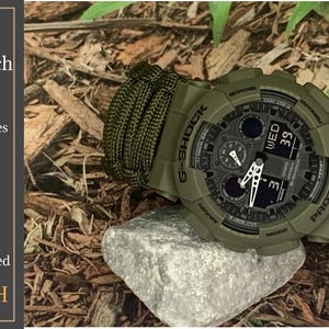 Casio G-Shock GA-100 Series Adjustable Paracord Survival Watch Band Black Green Blue Navy Red - Contact for more colors Also Fits GA-100/110