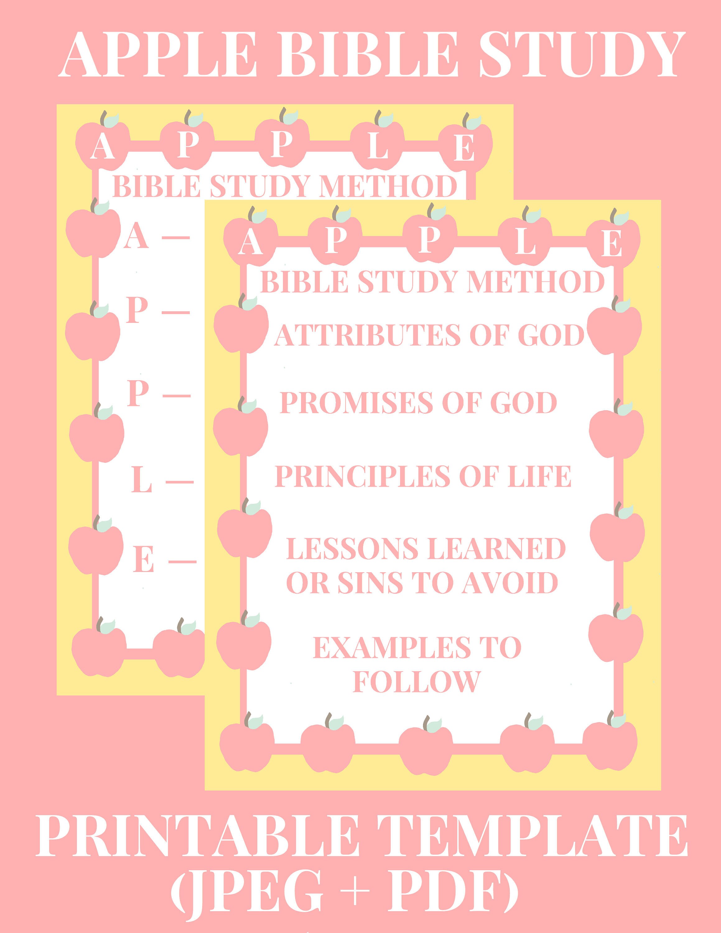 PRINTABLE APPLE Bible Study Method Template // Bible Etsy