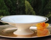 Vintage Lenox, Pedestal Plate, Ivory, Gold Trim, Footed. Hand decorated with 24 k gold, Made in U.S.A, Porcelain, 9 1 4 inches.