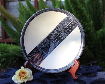 Vintage, African Bowl, Soap Stone, Black and White,  Shallow Bowl, Kenya, Etched Design, Decorative Bowl, Etched Design, Trinket Dish.