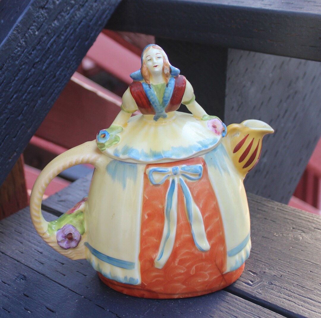 Vintage, Ornamental Teapot, German Tea Pot, Whimsical Teapot, Female