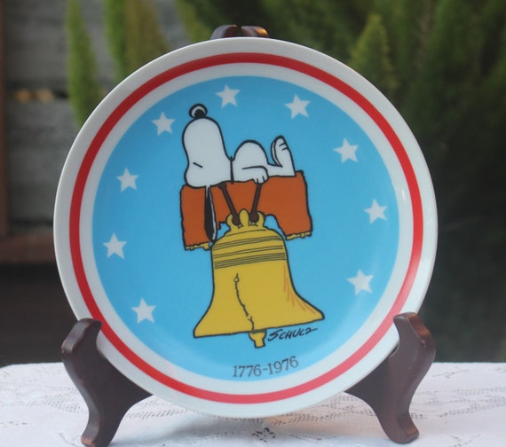 Vintage Snoopy Plates, Peanuts 1976, Bicentennial Palate, Charles