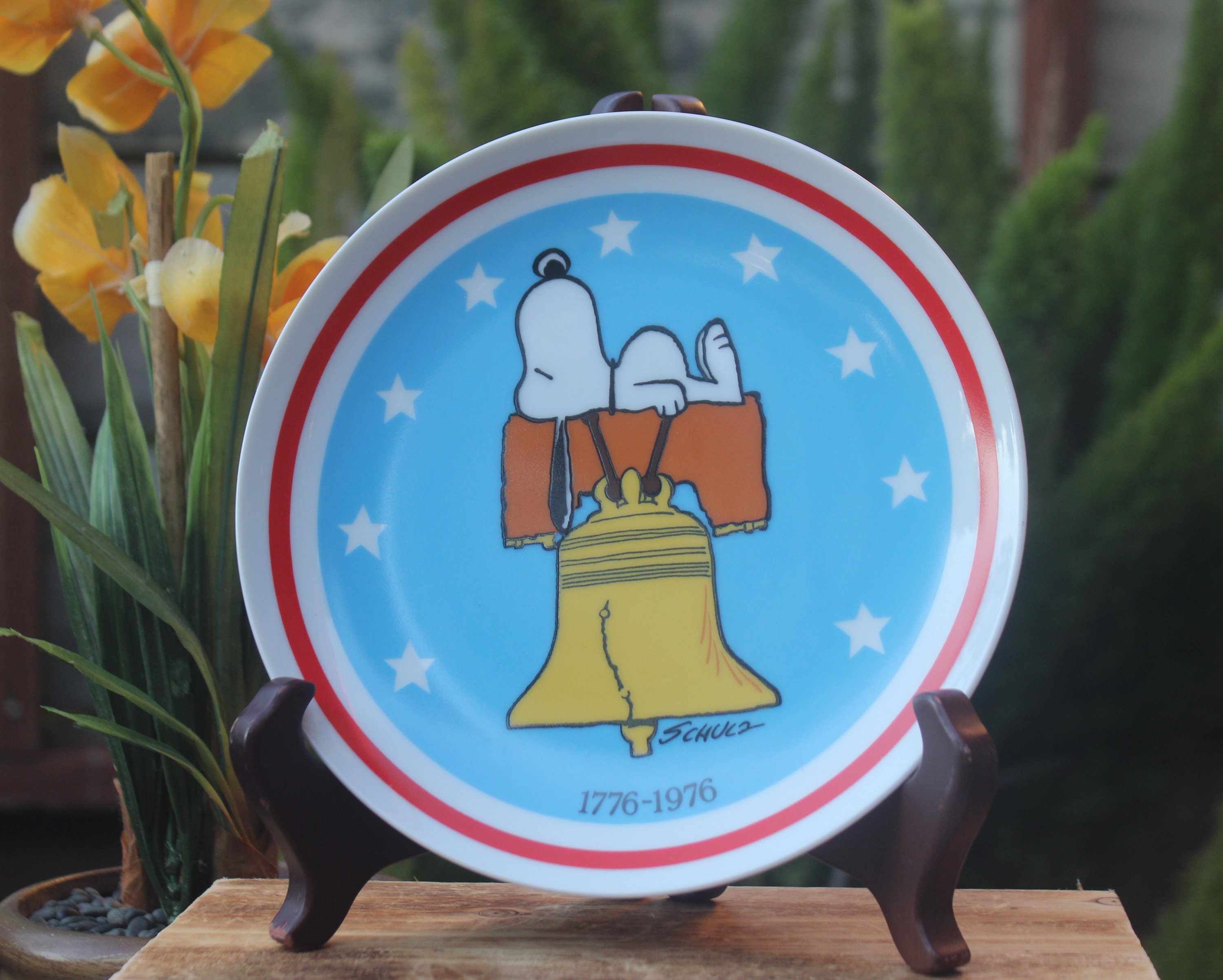 Vintage Snoopy Plates, Peanuts 1976, Bicentennial Palate, Charles