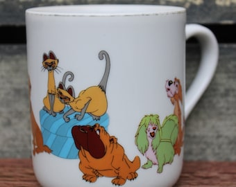 Vintage , Set of 4 Disney Mugs, 1960's,japan, Disney Characters, Coffee Cups,  Snow White, Pinocchio, Dumbo, Lady and the Tramp, Aristocats 