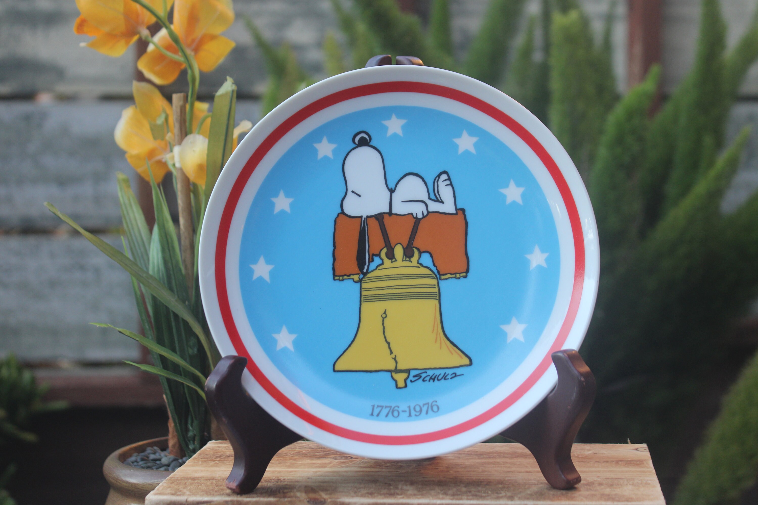 Vintage Snoopy Plates, Peanuts 1976, Bicentennial Palate, Charles