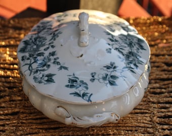 Vintage Blue Dragon Rice Eye Porcelain Bowl, Chinese Dishware