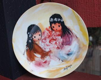 Talerz dekoracyjny vintage, kolekcja „Dzieci słońca”, Degrazia, „Wiosenne kwiaty”, talerz z limitowanej edycji, 6889, Edwin Knowles, 1987,