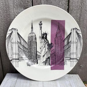 Vintage, Poole Pottery, Cities In Sketch, New York Plate, Statue of Liberty,  Dinner Plate, English Plate, Decorative Plates