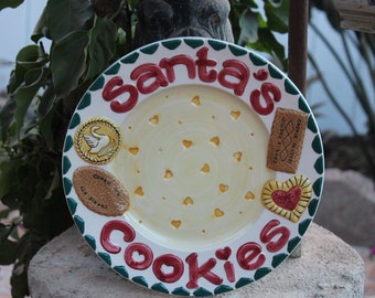 Vintage, Christmas Plate, "Santa's Cookies", " Buchase 1998", Cookie plate, Cookie Factory, Large Holiday Plate, Christmas Cookie Plate.