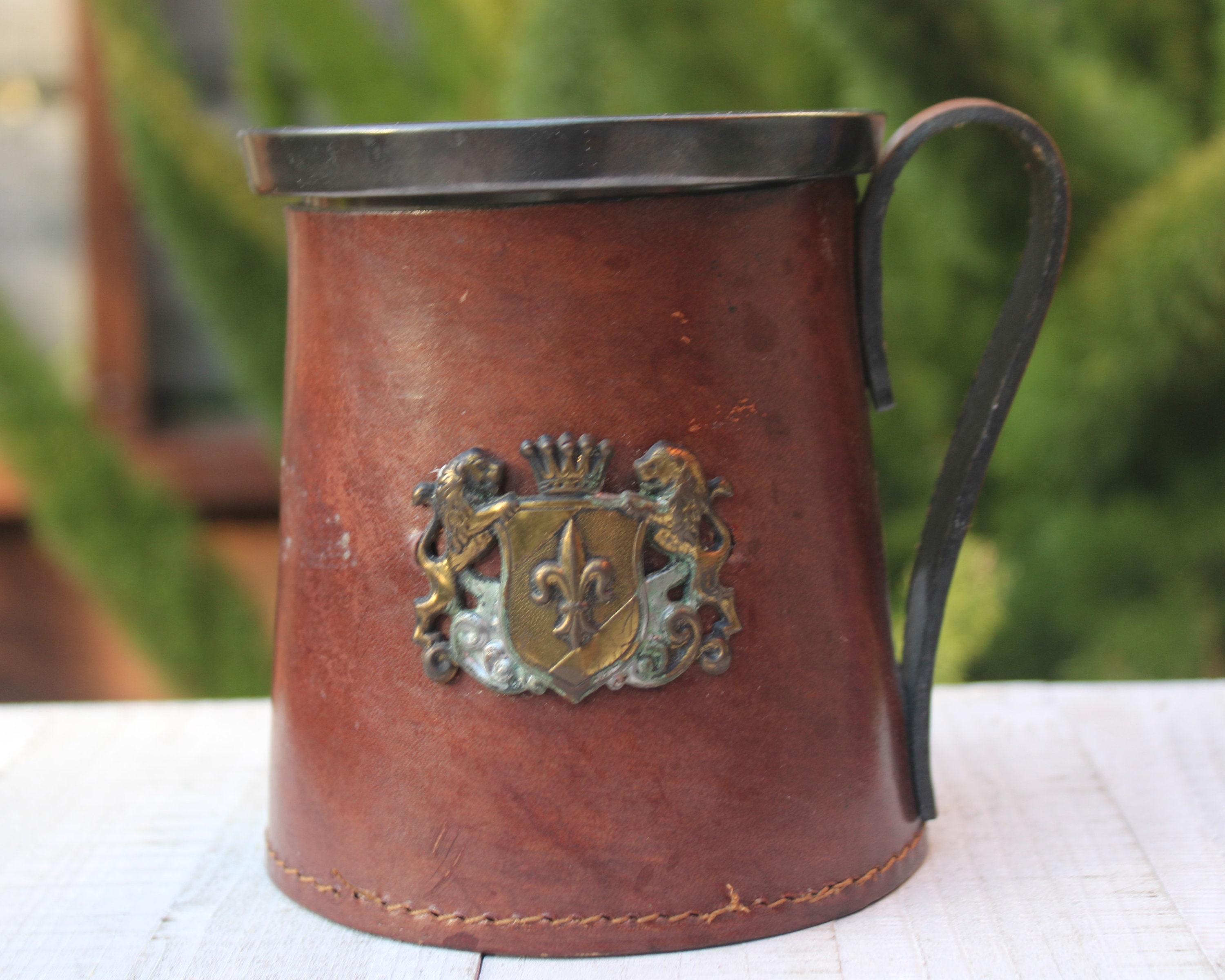 Pewter Tankard With Leather Wrap, Handcrafted Leather Tankard Corset,  Fathers Day 