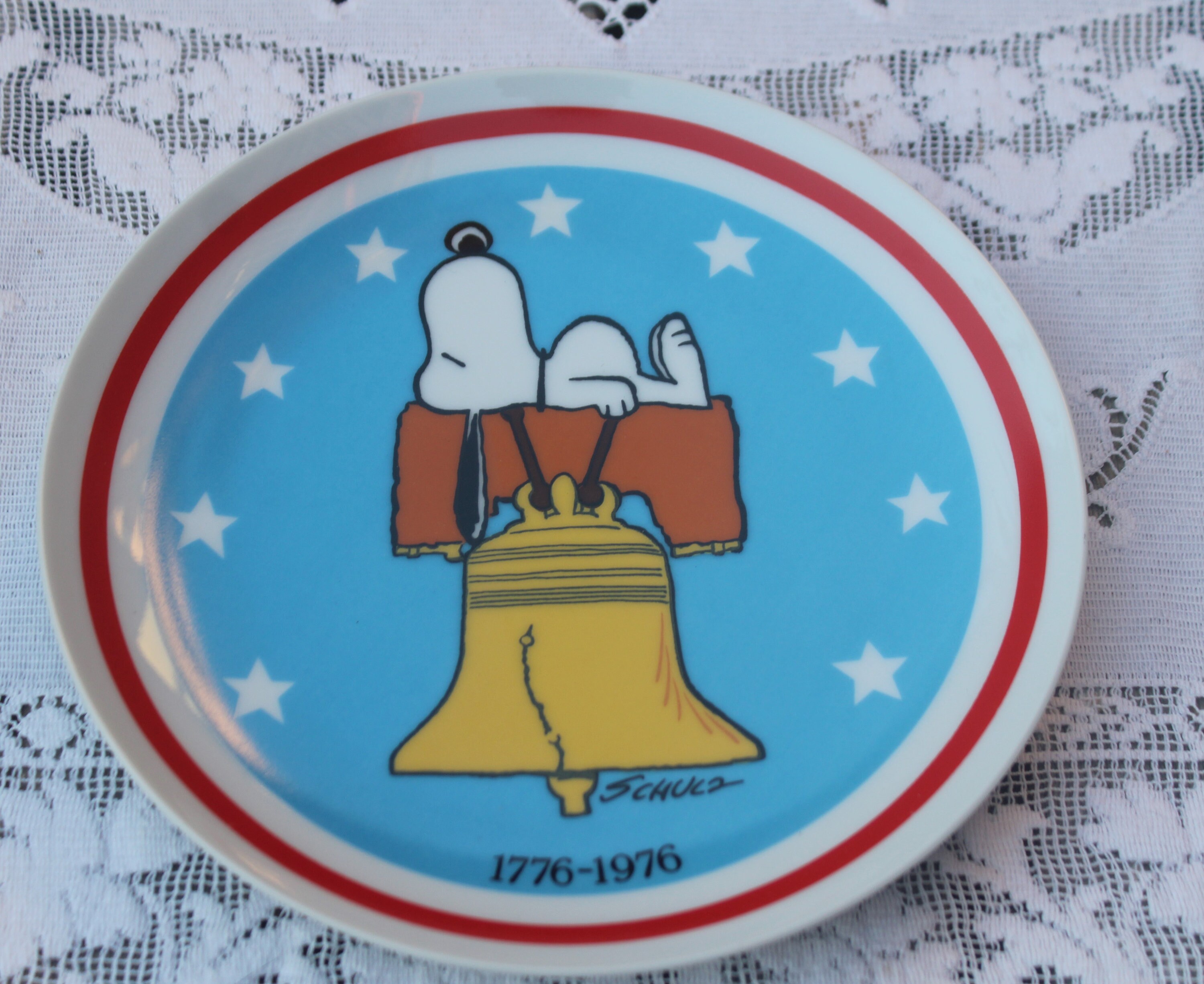 Vintage Snoopy Plates, Peanuts 1976, Bicentennial Palate, Charles