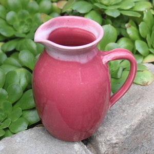 Vintage, John Garrou, Black Mountain N.C, Pottery Jug, Pink Water Pitcher, Handmade Water Jug, Two Tone Pitcher, Signed, 1998