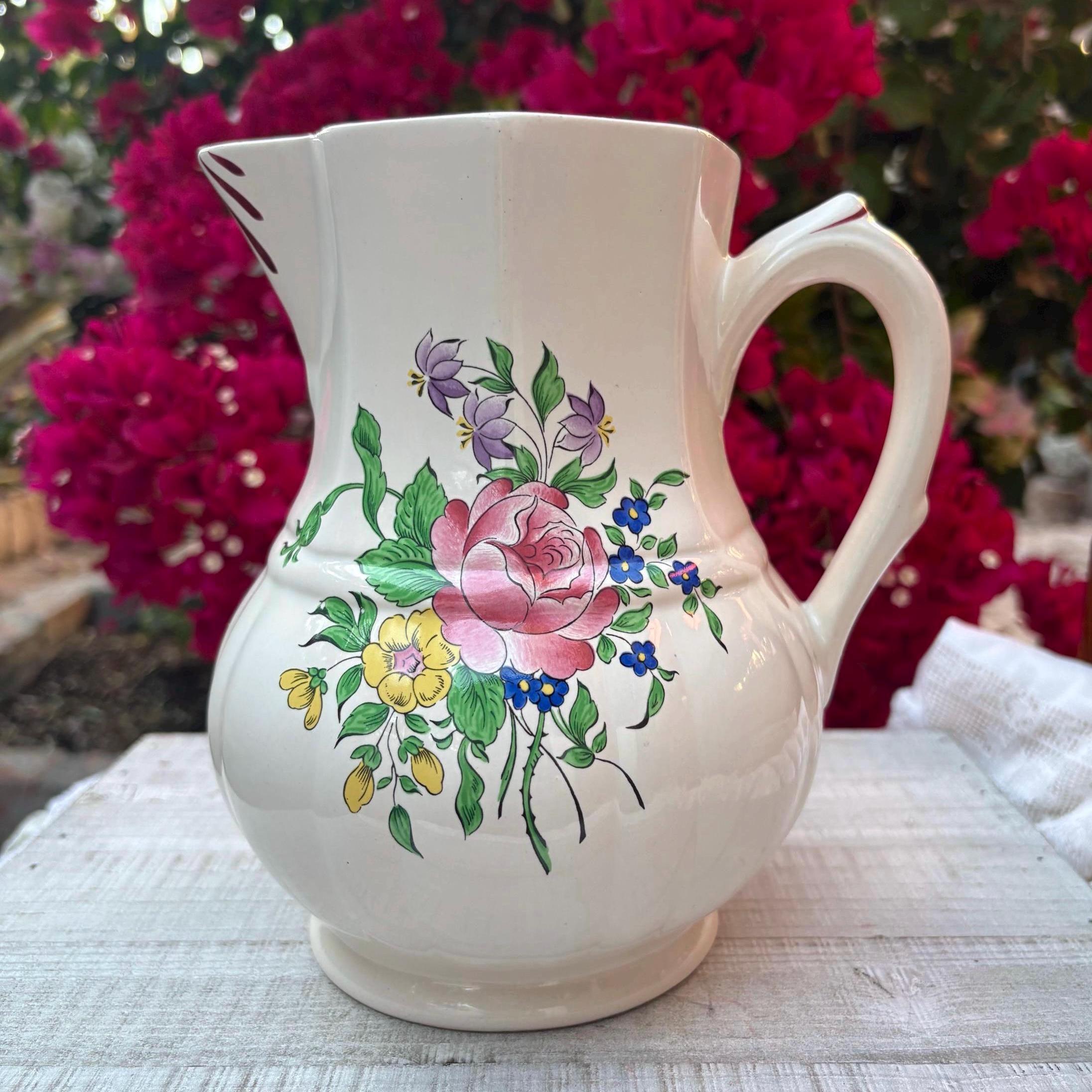 Vintage Large Jug With Roses - Etsy Vintage Large Jug With Roses - Etsy