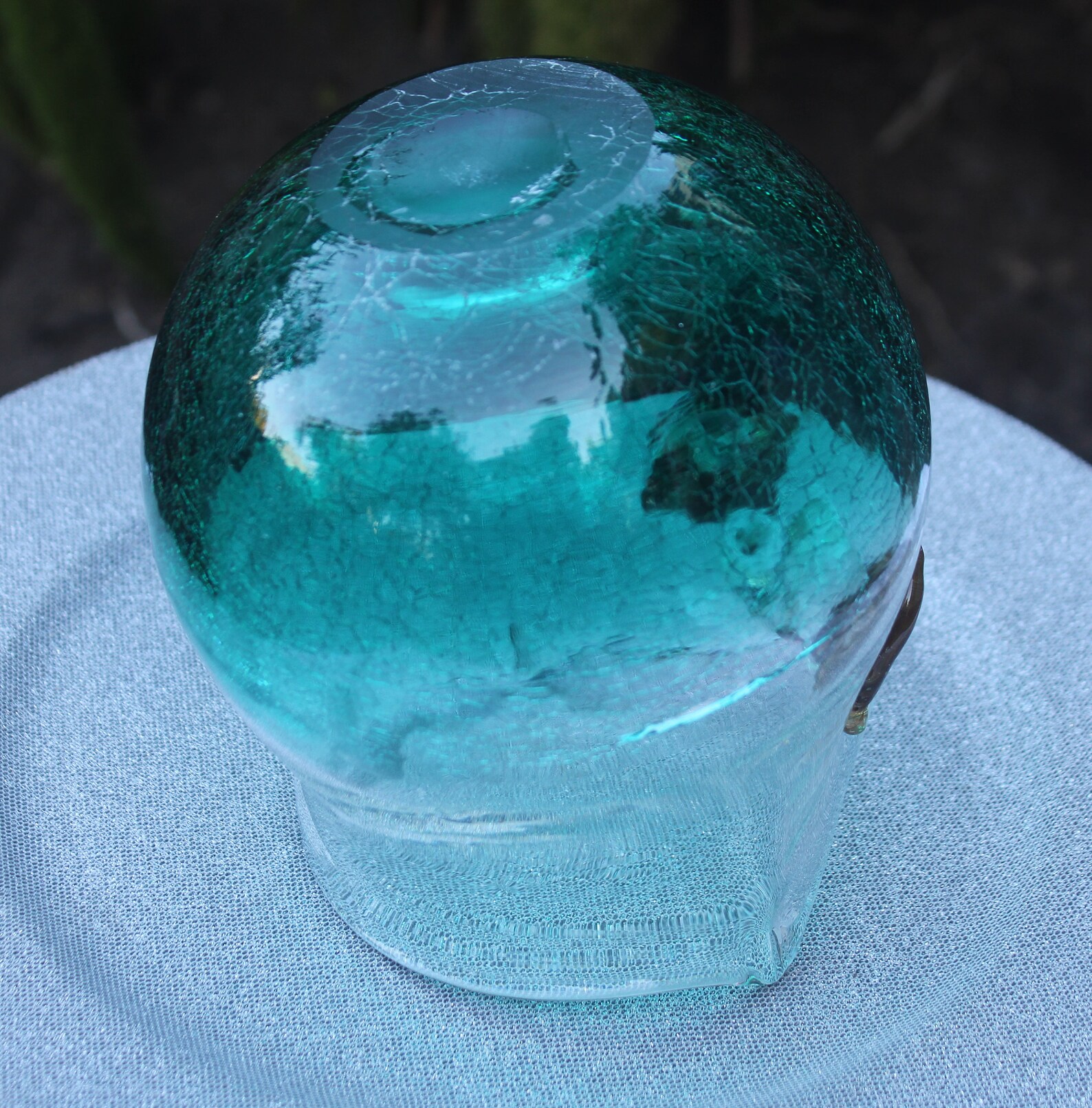 Vintage Glass Vase Owl Vase Green Crackle Glass Blenko Etsy