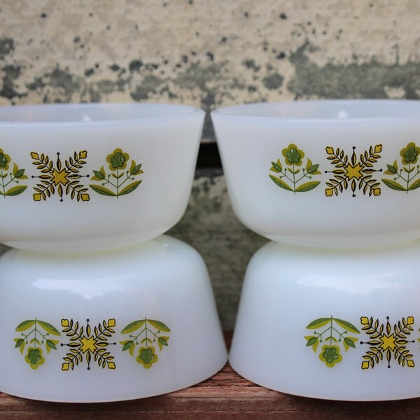 Vintage Fire King Milk Glass Custard Cups Ovenware Bowls Set of 4 Etsy