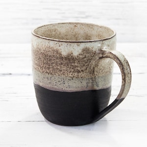 Wabi sabi, handmade pottery irregular coffee mug. Unique organic shaped big modern artisan ceramic tea cup. Earth tone handcrafted drinkware
