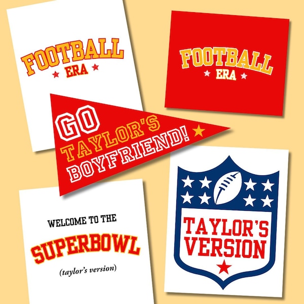 Taylor Superbowl Party Printables | Go Taylor's Boyfriend Printable Flag | Superbowl Banner | Football Super Bowl Sunday Game