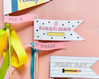 First Day of School Printable Pennant Flags for Kids | Back to School Flags