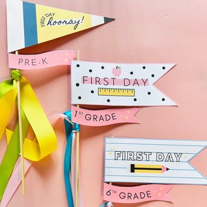 First Day of School Printable Pennant Flags for Kids | Back to School Flags