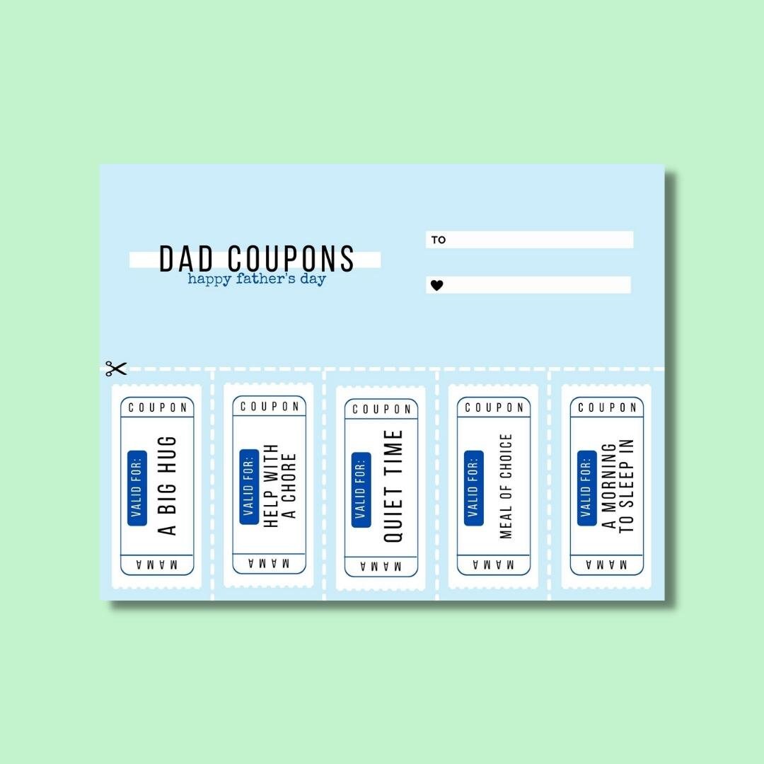 Father's Day Printable Coupons Fathers Day Coupons Fathers Day Gift ...