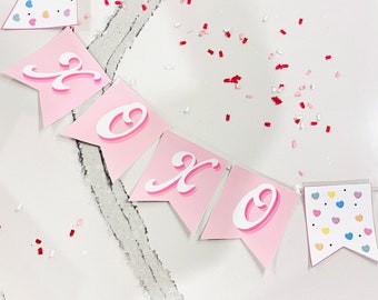 Valentine's Day Printable Xo Banner for Love Basket or Wall Decor for a Valentine's Day Pink