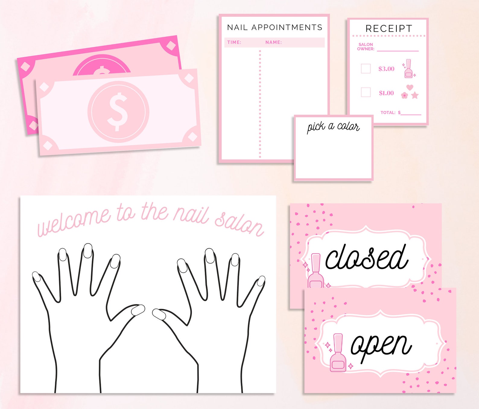 Nail Salon Dramatic Play Printables Kids Activity Printables - Etsy Canada