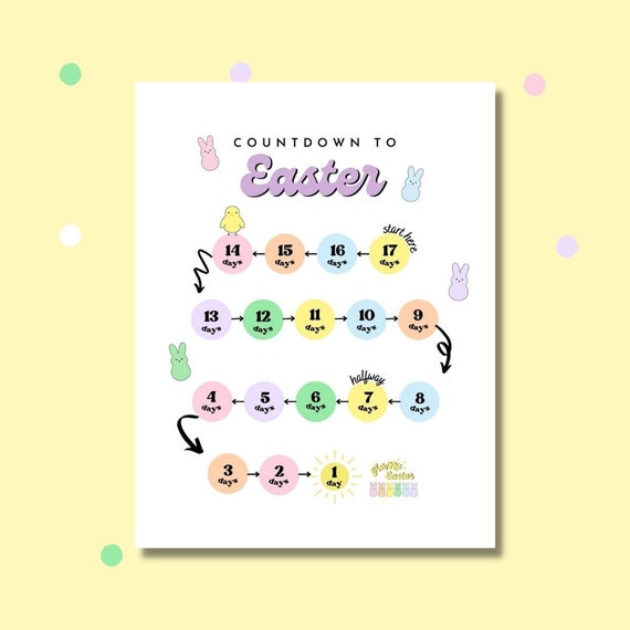 Easter countdown printable easter activity kids easter etsy