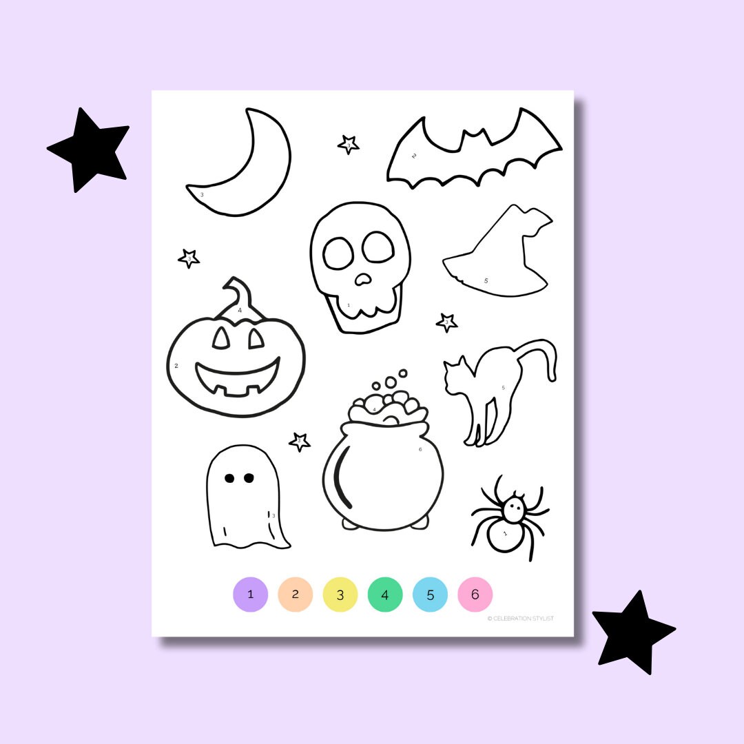 Halloween Paint by Numbers Printable Printable Coloring Sheet Halloween