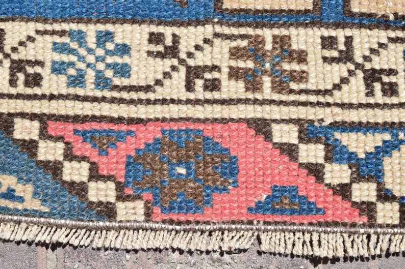 VINTAGE MINI RUG,Turkish Mini Rug,Bath Rug,Turkey Small Rug,Wool Doormates,Handmade Mini Rug,Small Gift Rug,Small Rugs,1/'9x3/'2 ft,409-M,