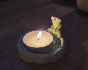 Froggie Warming His Little Hands Candle Holder