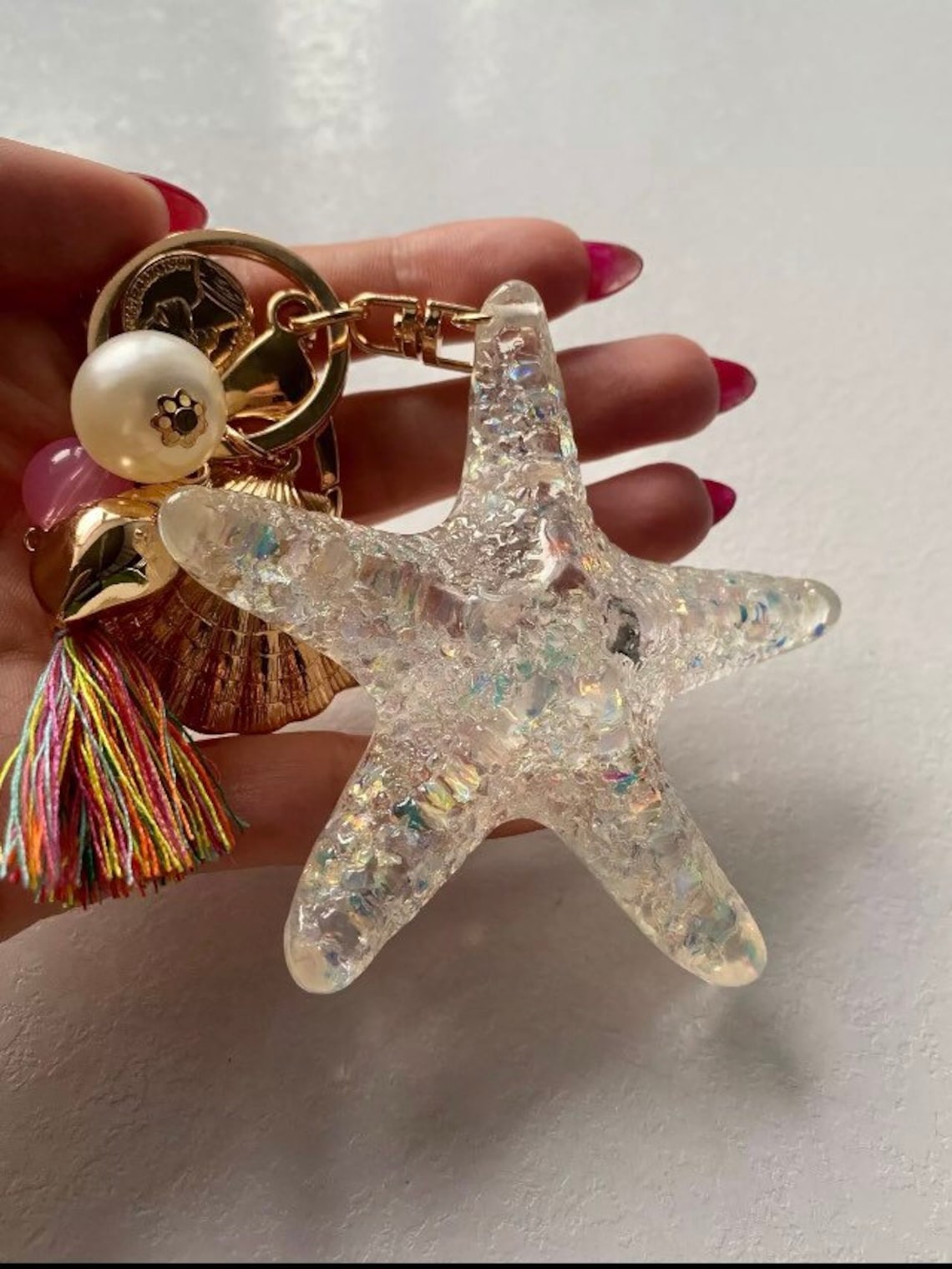 Download Crystal Starfish Keychain Resin Keychain Bundle Keychain ...