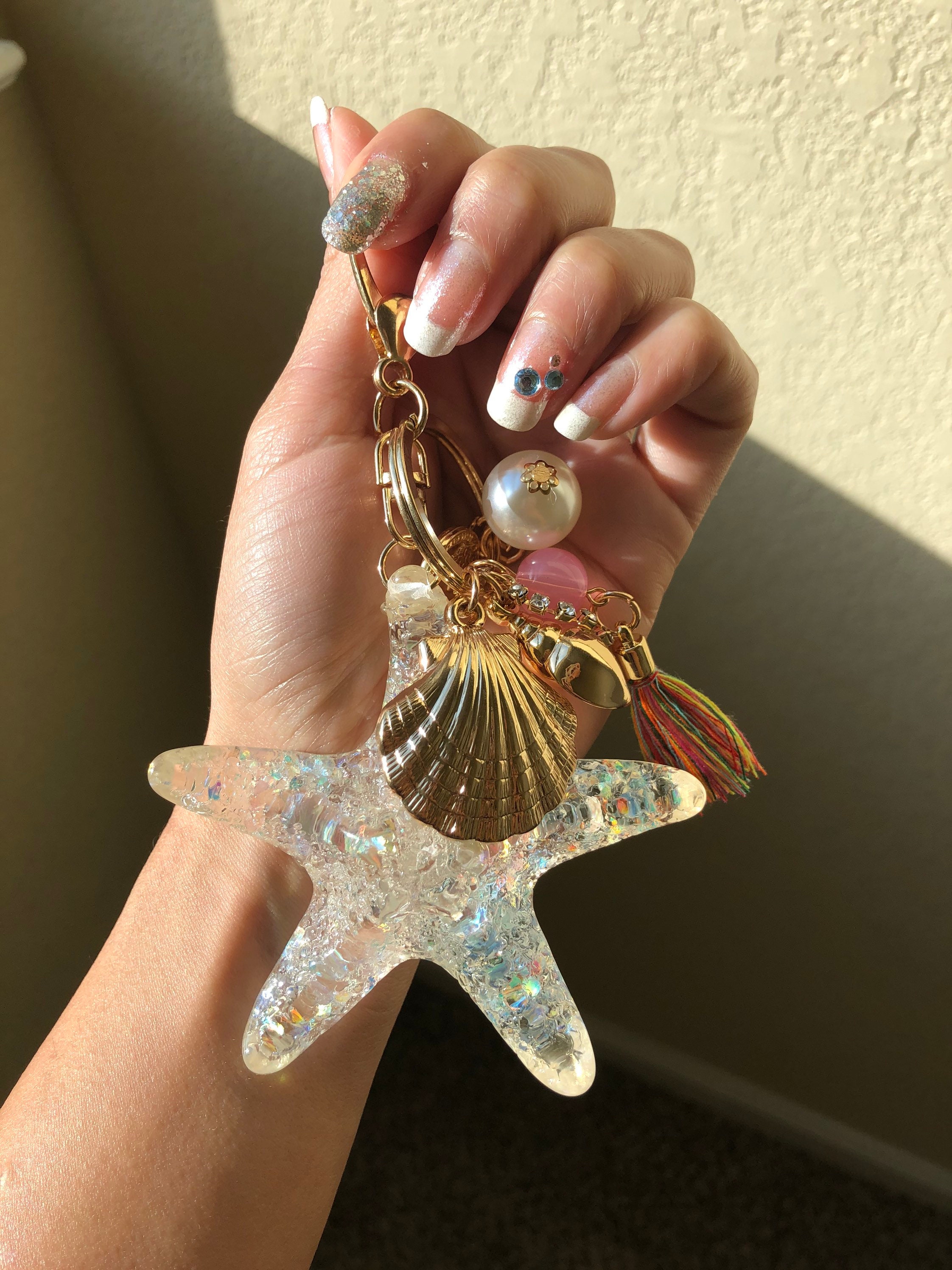 Crystal Starfish Keychain Resin Keychain Bundle Keychain Etsy