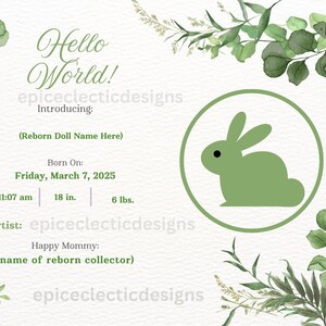 Geburtsurkunde für Rebornpuppen, Geburtsurkunde für Rebornpuppen, Sofort Download druckbare Babypuppen Urkunde