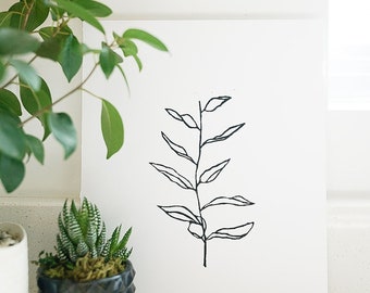 Simple linocut print, minimalist art, handprinted, abstract print, modern art