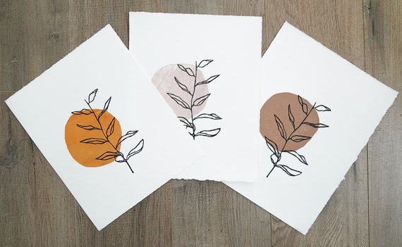Simple linocut print minimalist art handprinted abstract | Etsy